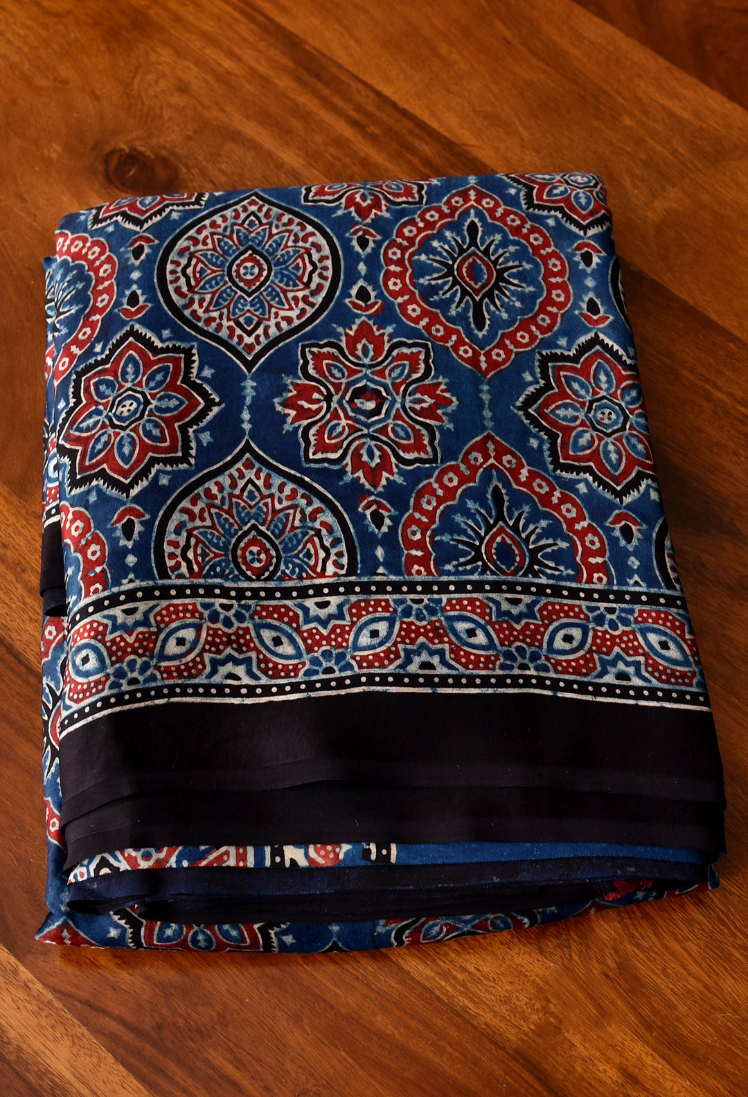 AJRAKH NAVY BLUE MODAL SILK DIGITAL PRINTED SAREE