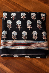 AJRAKH BLACK MODAL SILK DIGITAL PRINTED SAREE