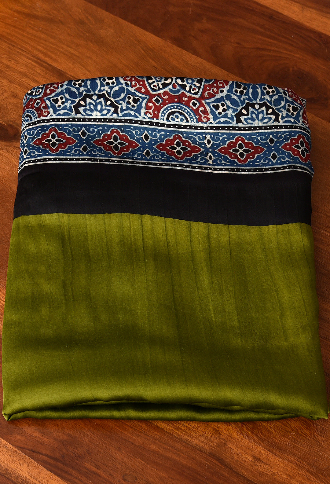 AJRAKH MAHENDI PLAIN BLUE MODAL SILK DIGITAL PRINTED SAREE