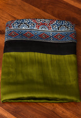 AJRAKH MAHENDI PLAIN BLUE MODAL SILK DIGITAL PRINTED SAREE