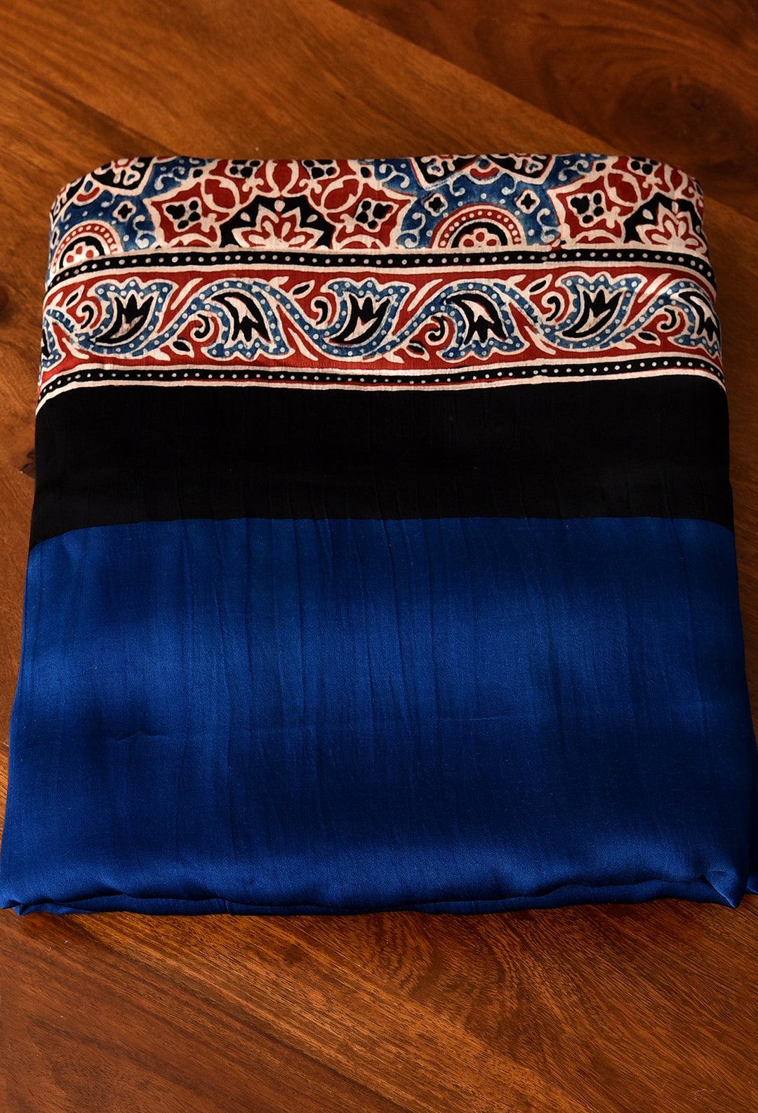 AJRAKH BLUE MODAL SILK DIGITAL PRINTED SAREE