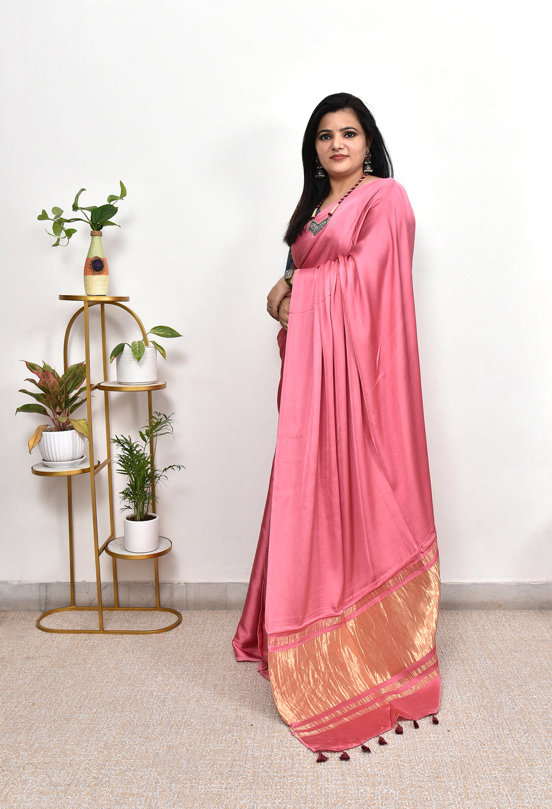 PLAIN PURE MODAL SILK SAREE WITH GAJJI SILK PALLU