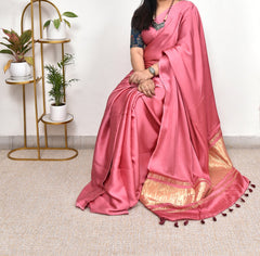 PLAIN PURE MODAL SILK SAREE WITH GAJJI SILK PALLU