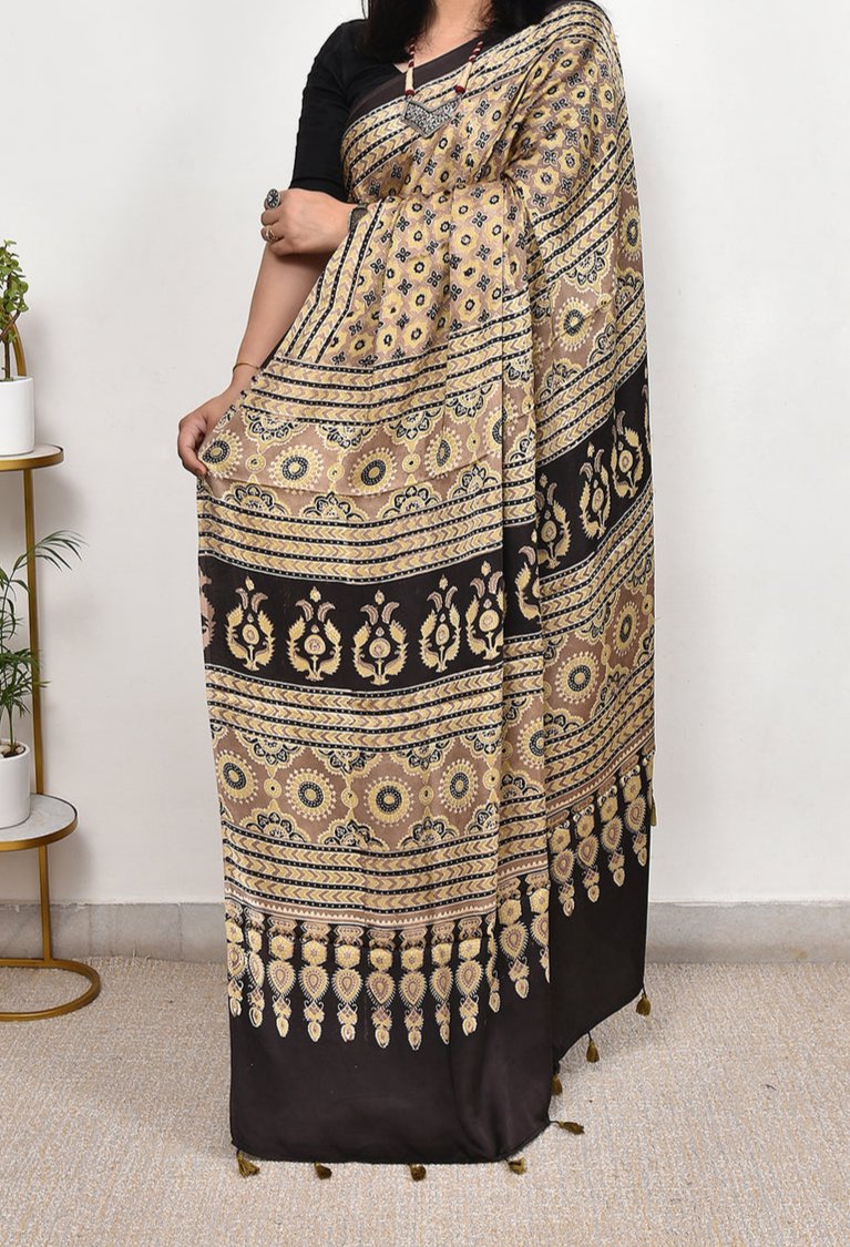 AJRAKH BEAUTIFUL DESIGNER  MODAL SILK DIGITAL PRINTED SAREE
