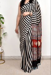 AJRAKH MODAL SILK DIGITAL PRINTED SAREE