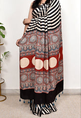 AJRAKH MODAL SILK DIGITAL PRINTED SAREE