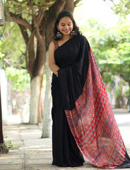 Ajrakh Modal Silk Saree