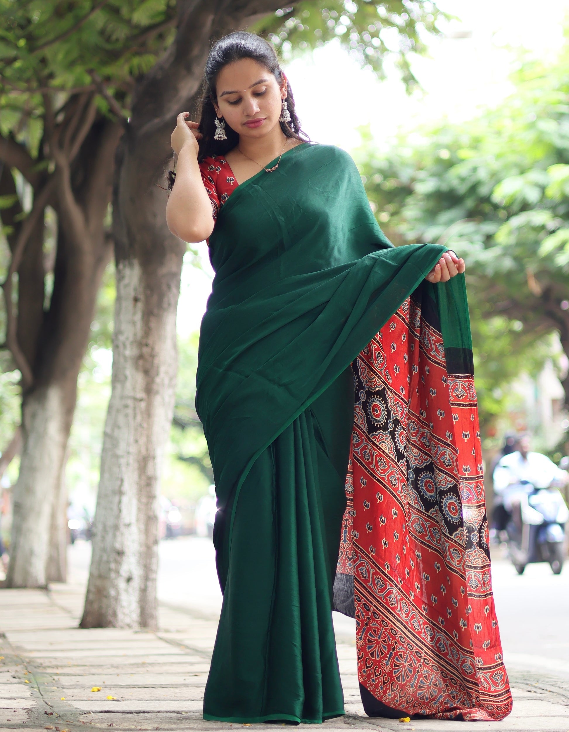 Ajrakh Modal Silk Saree
