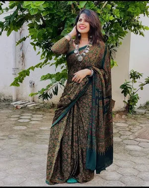 Ajrakh Modal Silk Digital Printed Saree