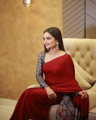 Pure Modal Silk Maroon  Silk Saree