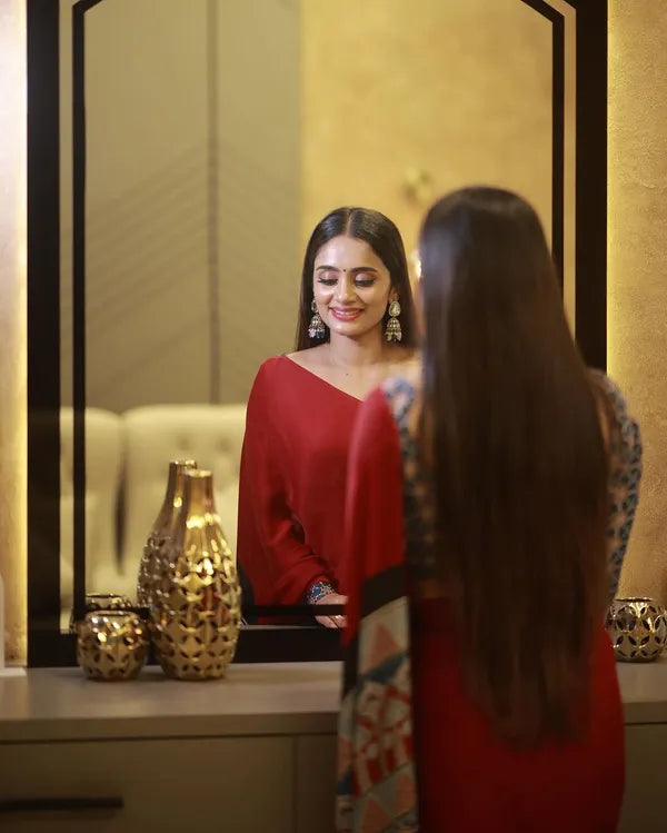 Pure Modal Silk Maroon  Silk Saree