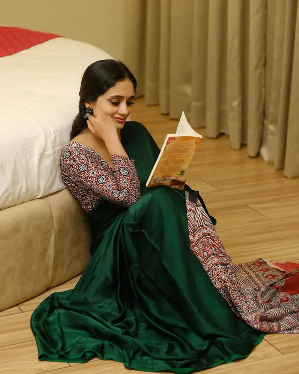 Pure Modal silk Green Silk Saree