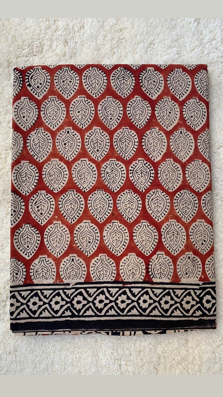 Block Design Cotton Linen Saree