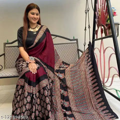 Ajrakh Modal Silk Saree