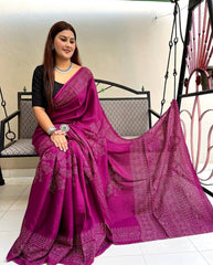 Ajrakh Modal Silk Saree