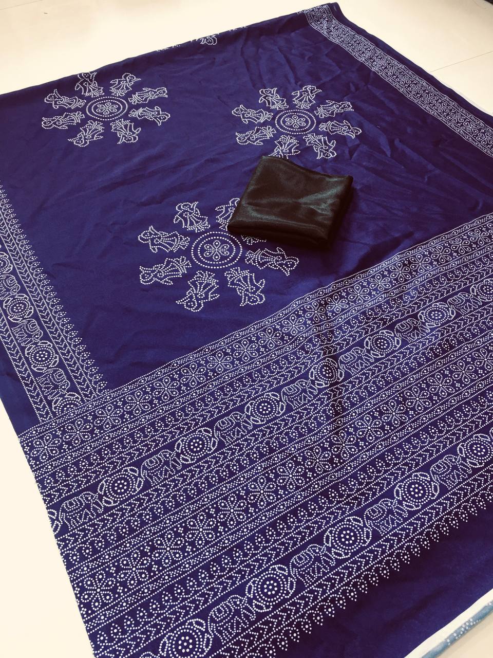 Ajrakh Modal Silk Saree