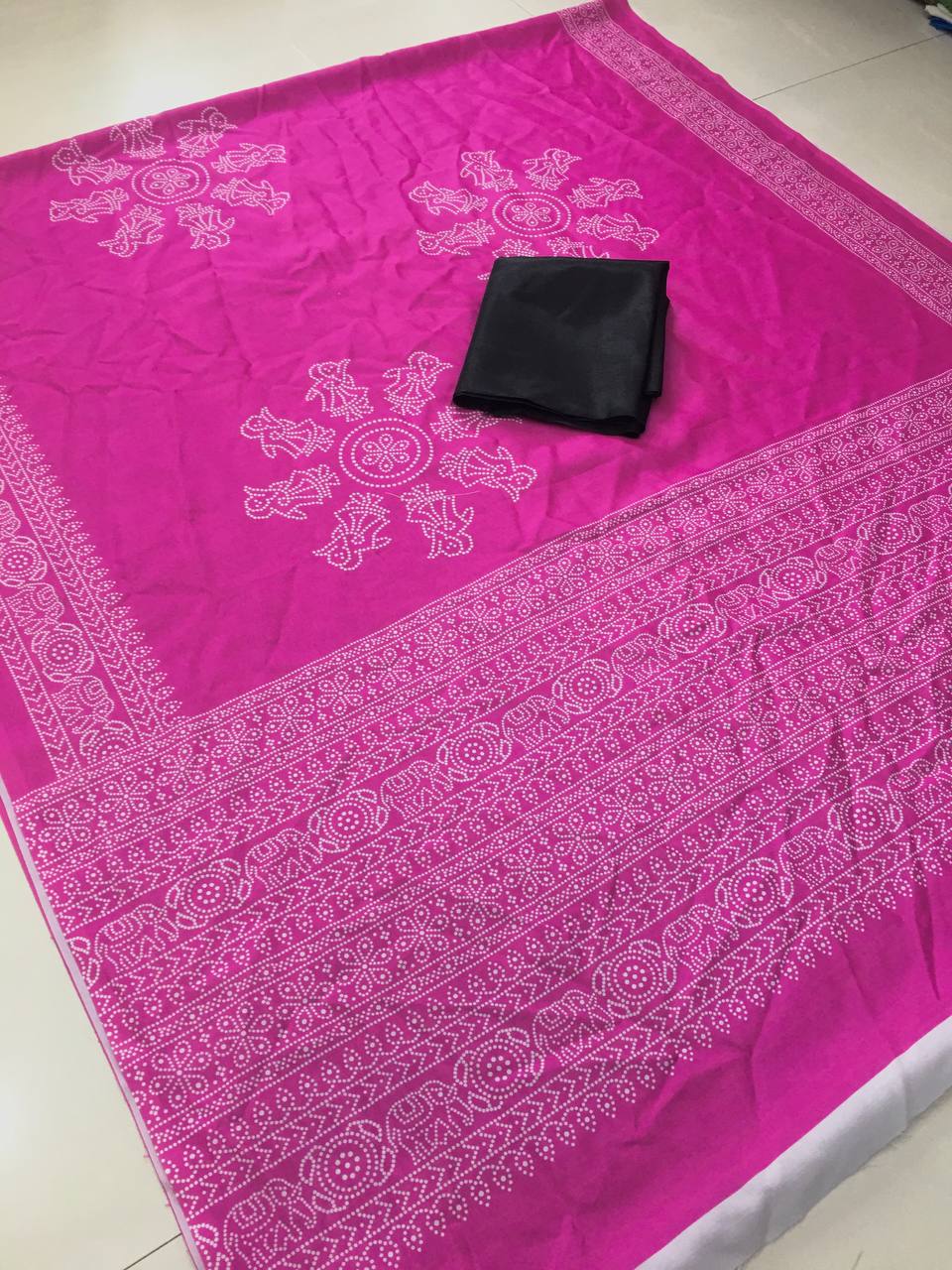 Ajrakh Modal Silk Saree