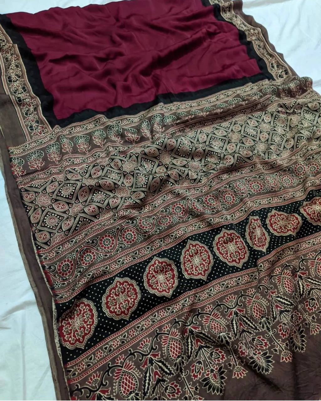 Ajrakh Modal Silk Saree