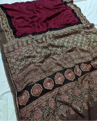 Ajrakh Modal Silk Saree