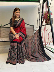 Ajrakh Modal Silk Saree